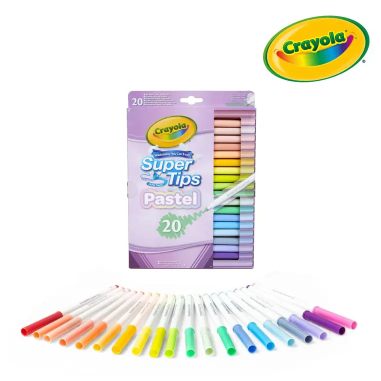 Crayola Super Tips Flamastry mazaki dla dzieci zmywalne pastelowe 20szt. - Papiernicze i szkolne