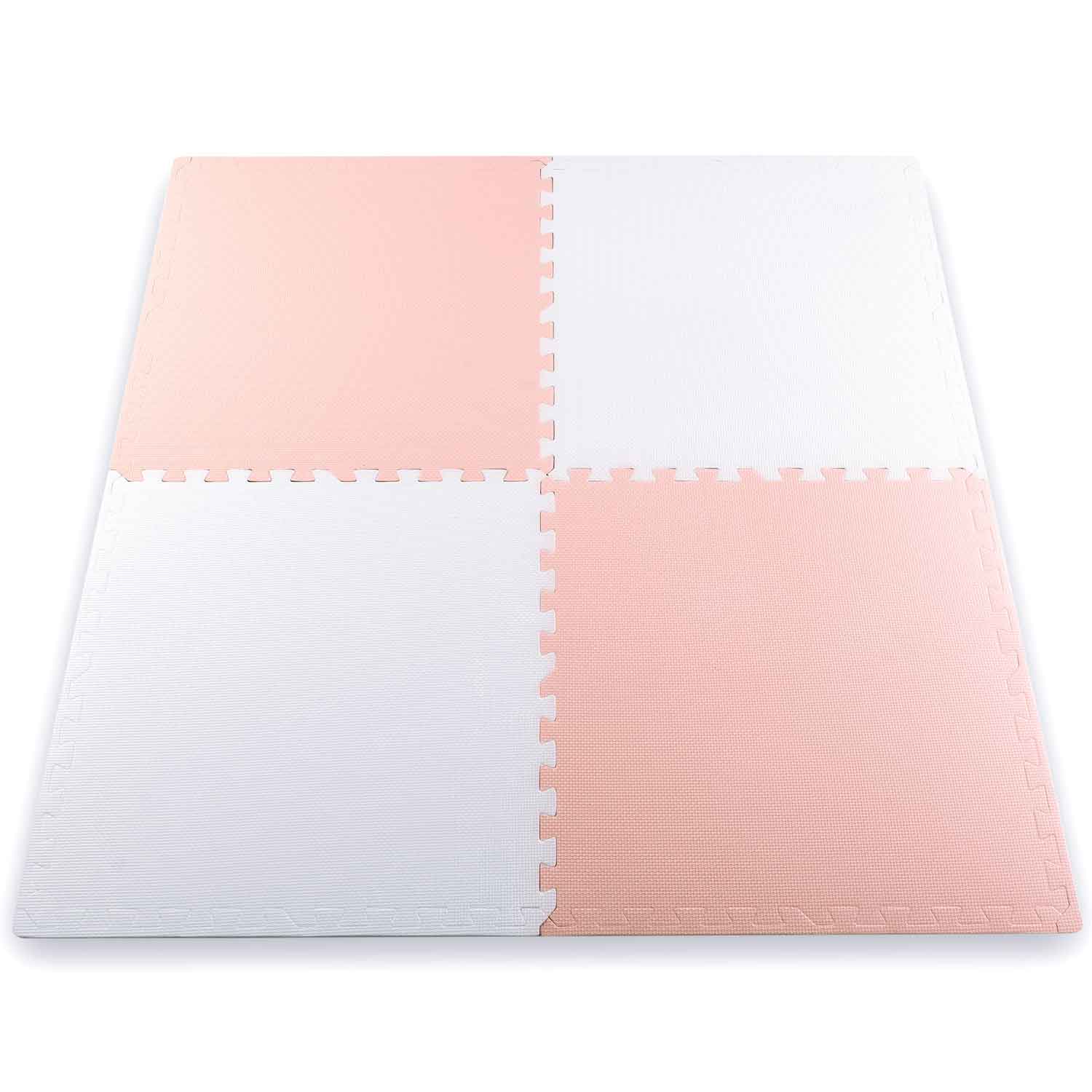 Duża mata piankowa puzzle Ricokids 60x60 cm 4 szt. brzoskwiniowo-biała - Zabawki