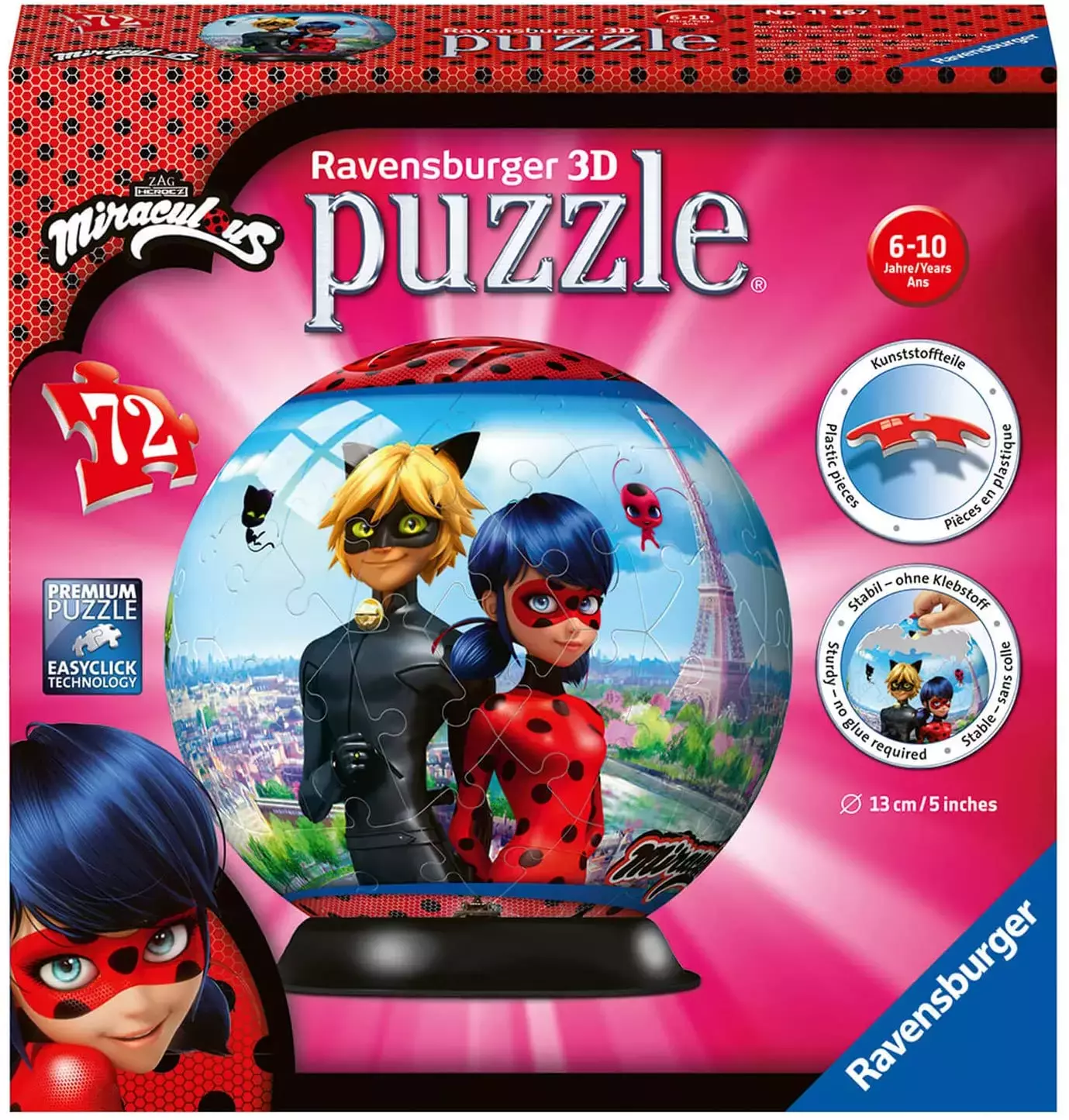 Puzzle 3D 72 elementy. Miraculous - Puzzle