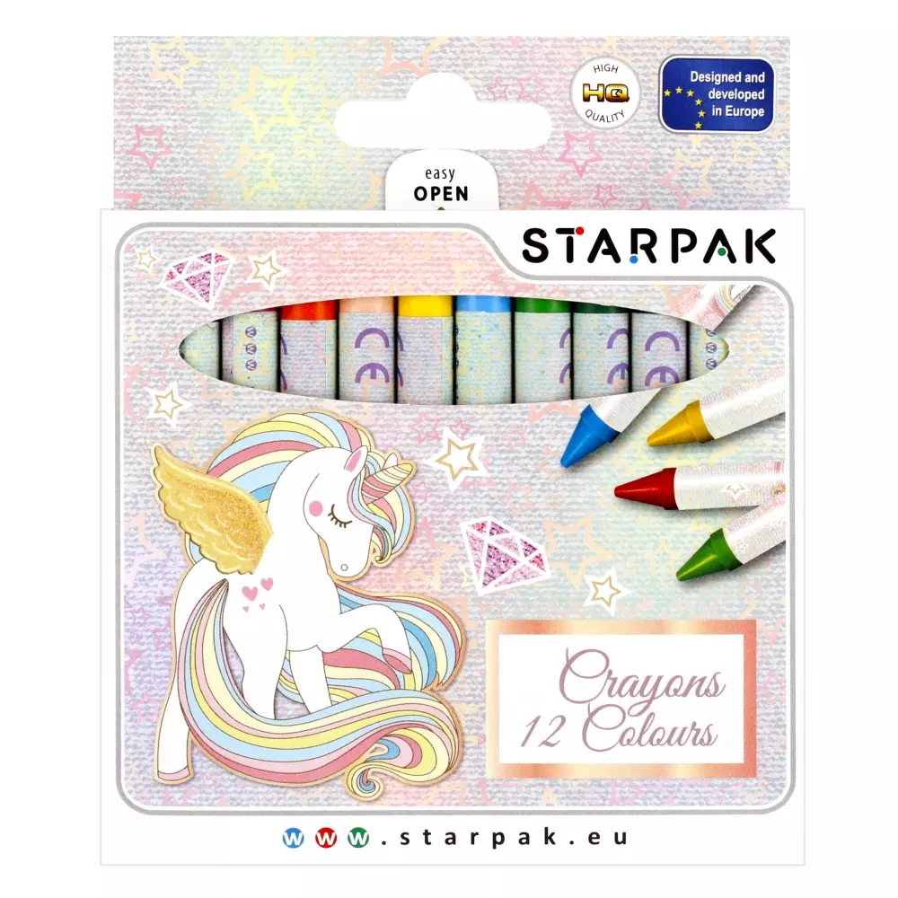 Kredki Woskowe 12 KolorÓw Unicorn Starpak 490949 - Papiernicze