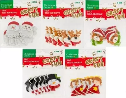 Samoprzylepna ozdoba filcowa. Boże Narodzenie, mix wzorów - Zabawki