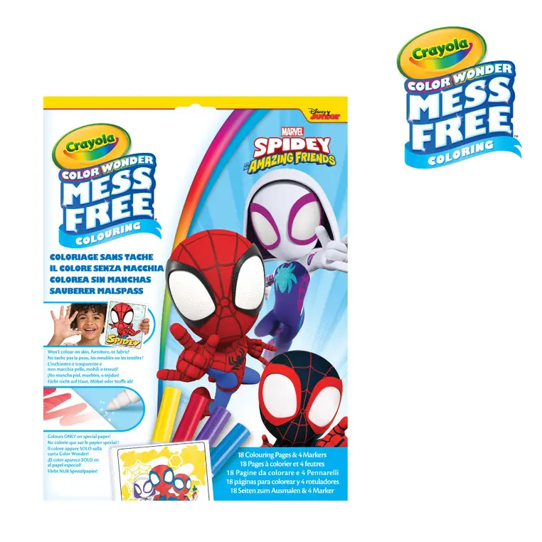 Crayola Kolorowanka dla dzieci i 4 niebrudzące magiczne flamastry Color Wonder Mess Free Spidey i super-kumple 3+ - Książki