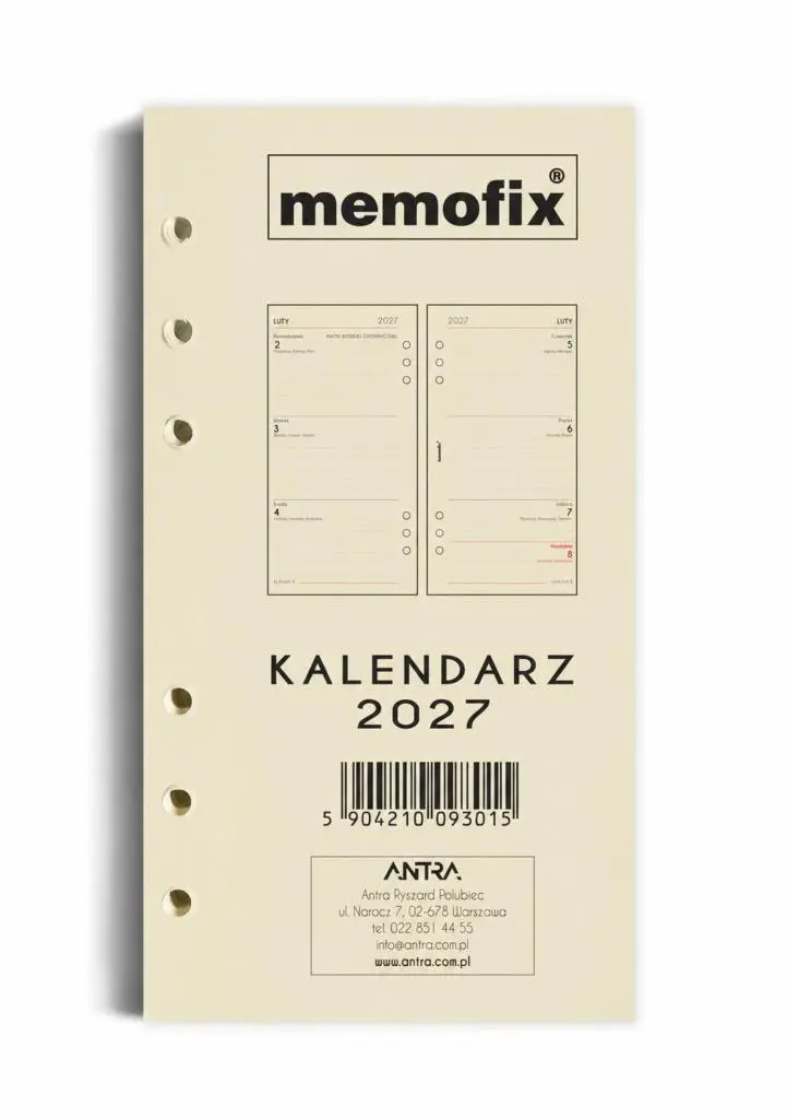 Wkład kalendarzowy 2027 Memofix B6 ST/TDW - Książki