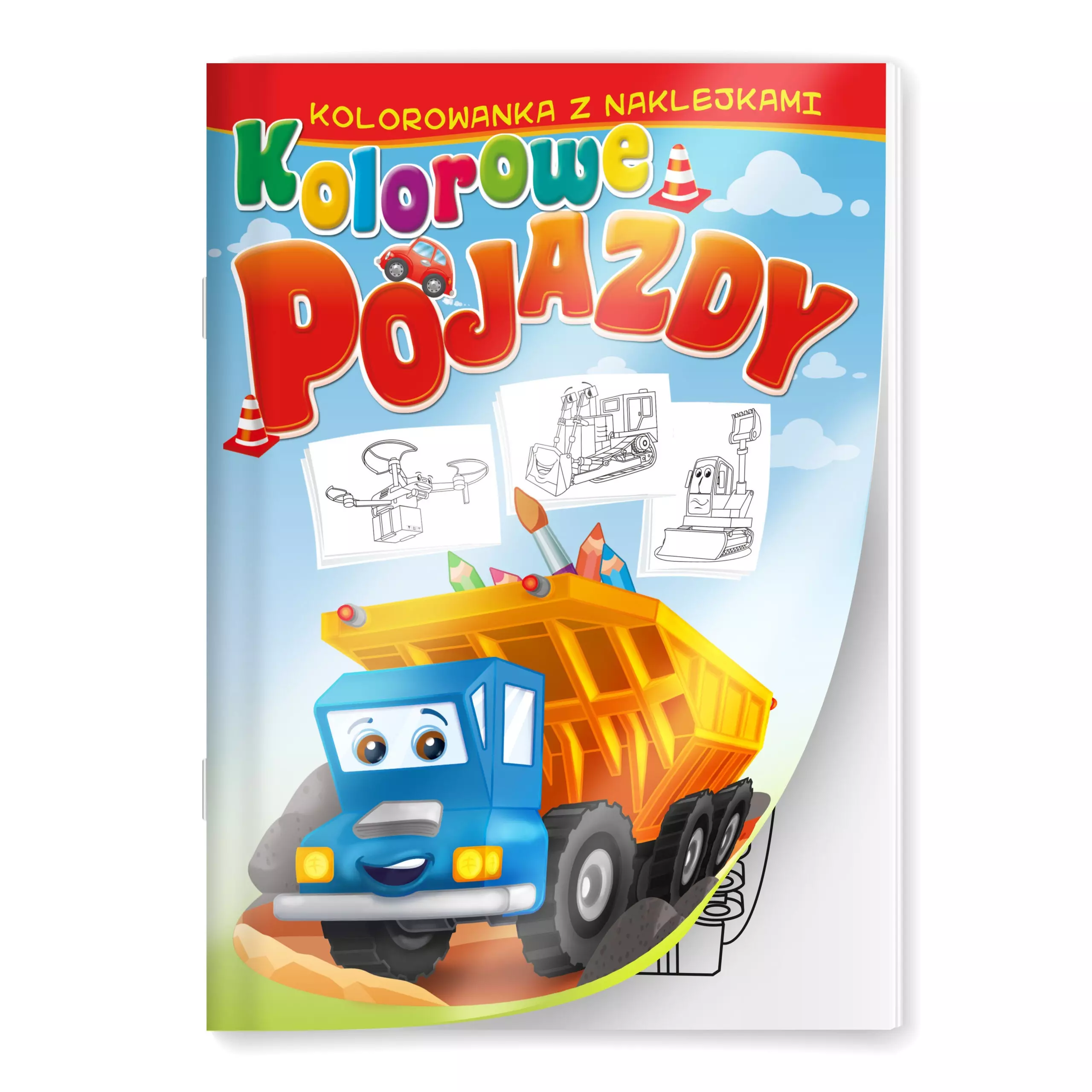 Kolorowe pojazdy. Kolorowanka z naklejkami - Książki