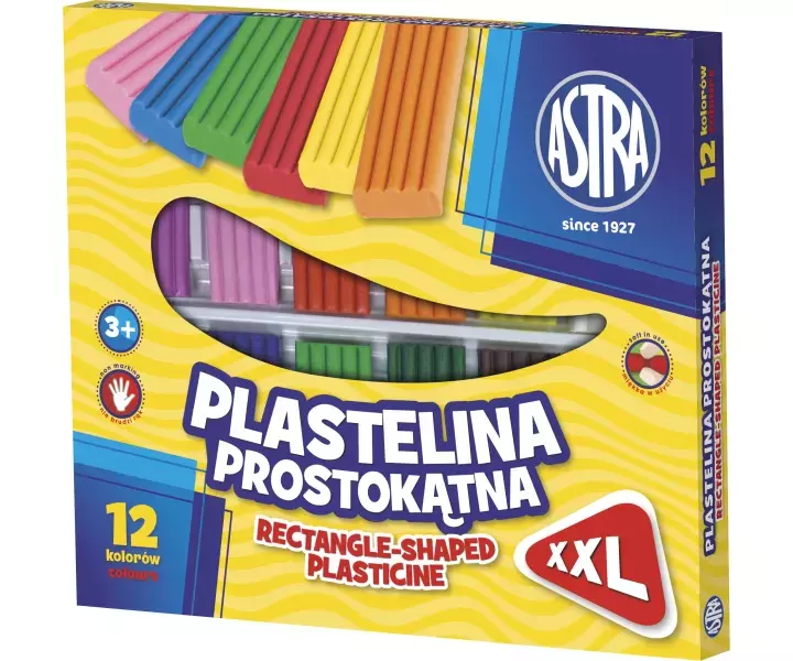 Plastelina prostokątna XXL, 12 kolorów - Papiernicze i szkolne