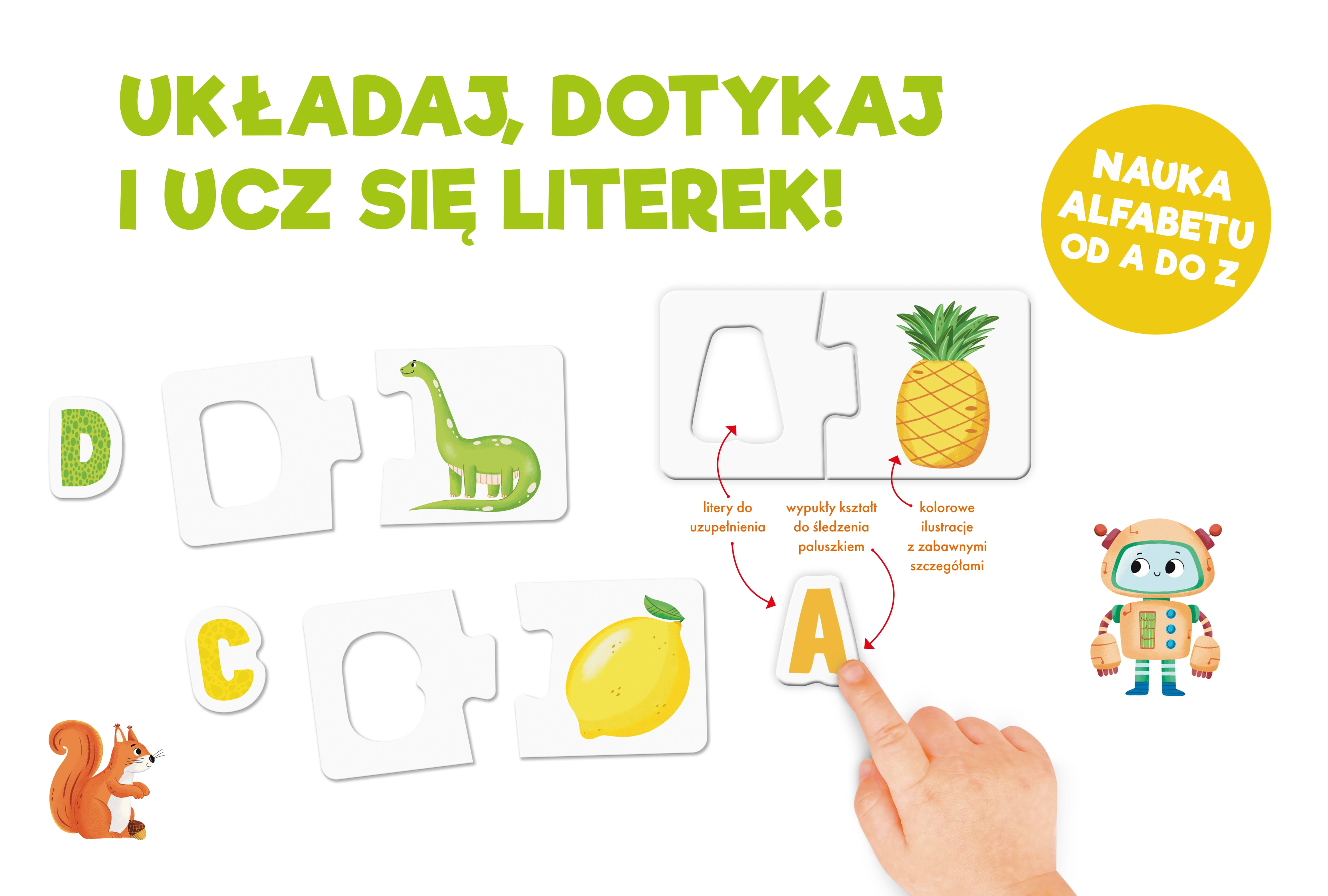 Puzzle sensoryczne 72 elementy. Literki - Puzzle