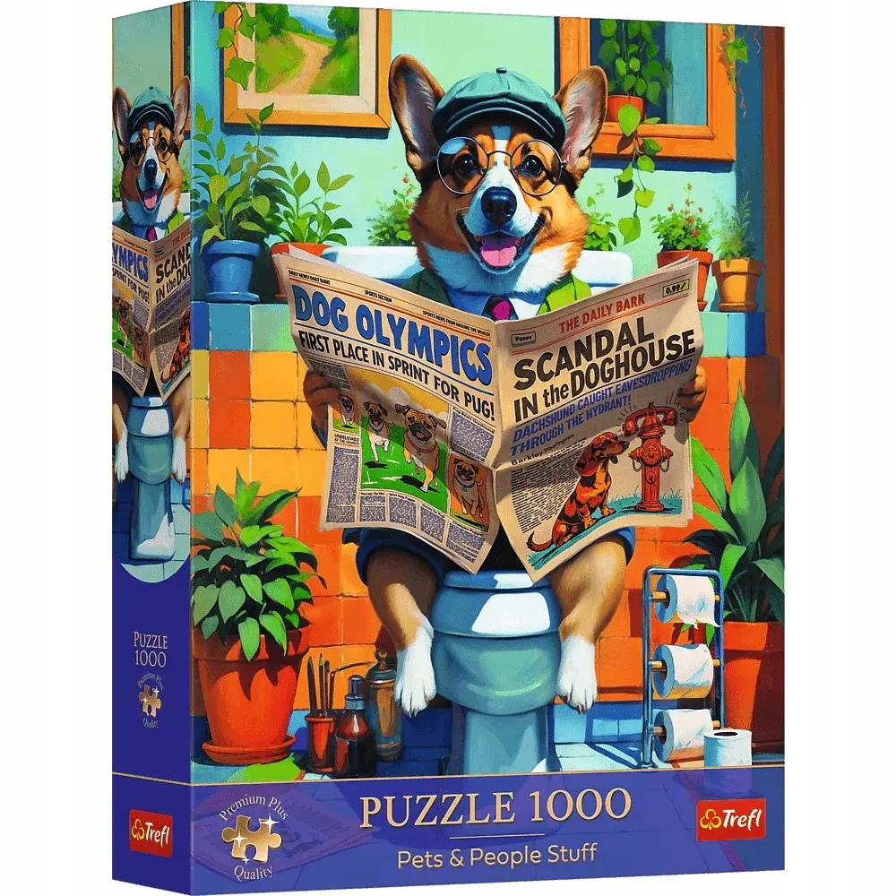 Trefl Puzzle Premium Plus Quality 1000 el. Corgi w Toalecie - Puzzle