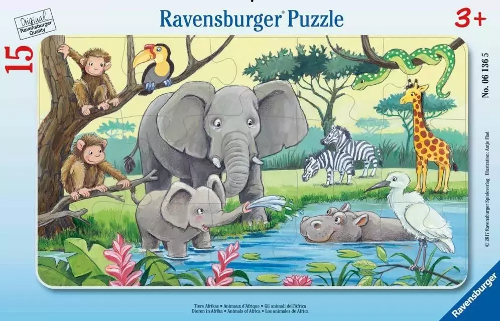 Puzzle ramkowe 15 elementów. Afrykańskie zwierzęta - Puzzle