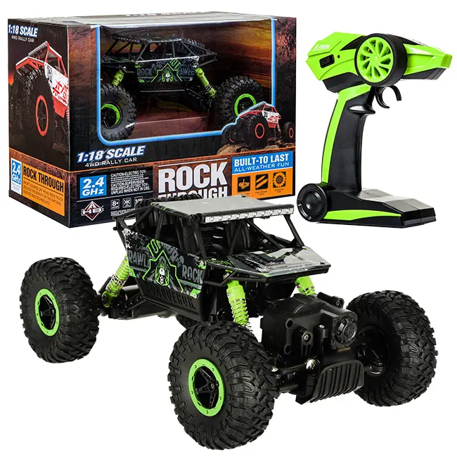 Samochód zdalnie sterowany na pilota RC Rock Crawler HB 2,4GHz 1:18 zielony - Zabawki