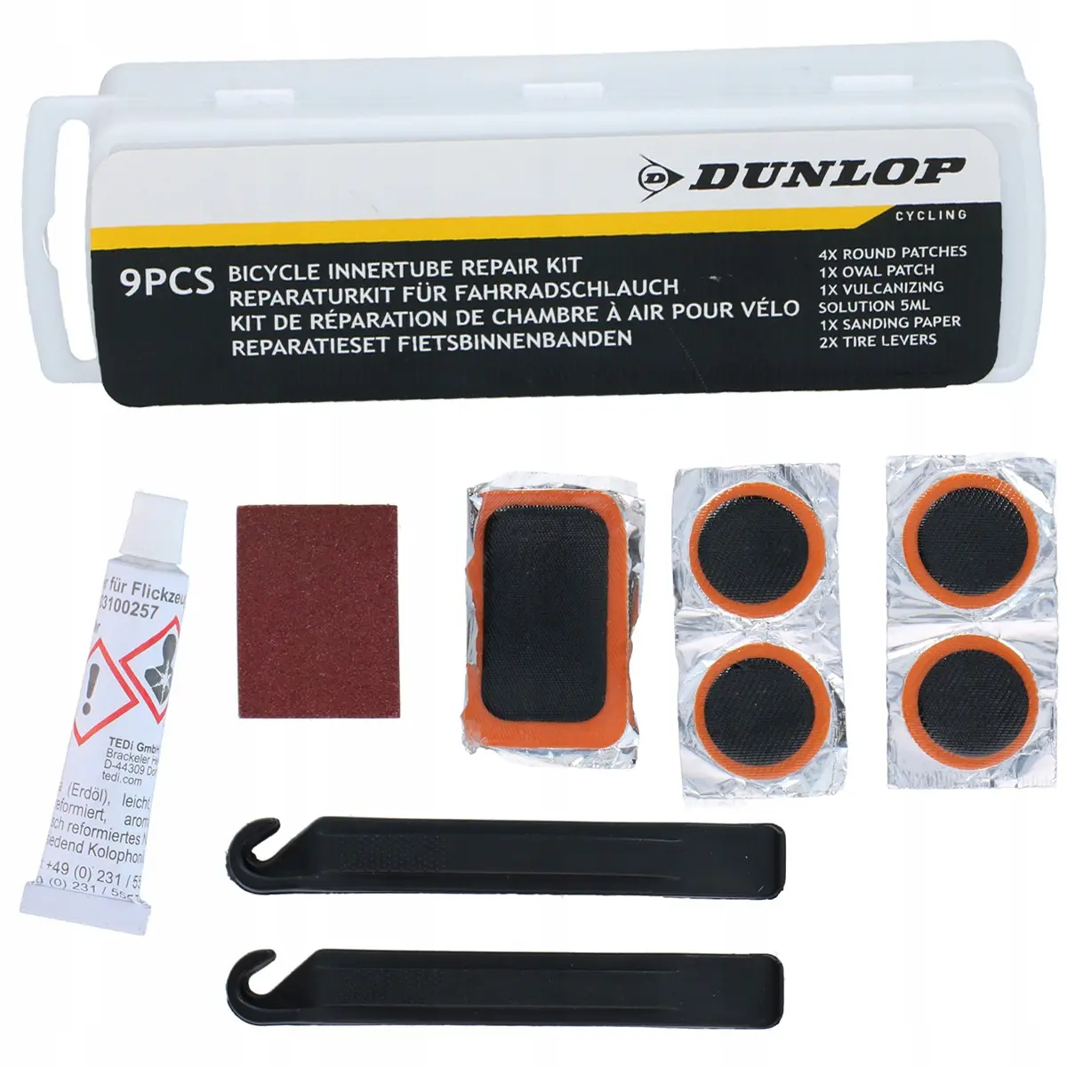 Zestaw Naprawczy do Dętek Łatki i Klej 9 Elementów Box Dunlop - Elektronika i akcesoria