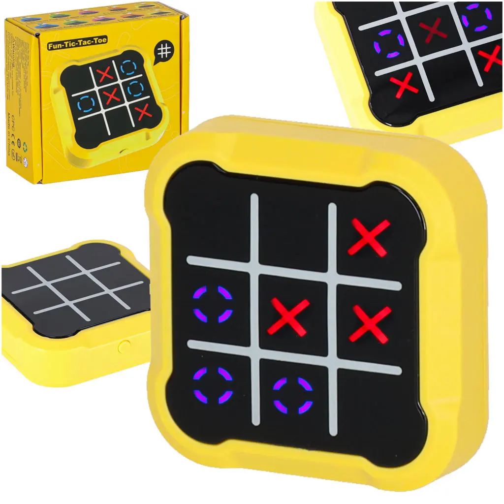 Kółko krzyżyk gra elektroniczna logiczna tic tac toe konsola przenośna żółta - Zabawki