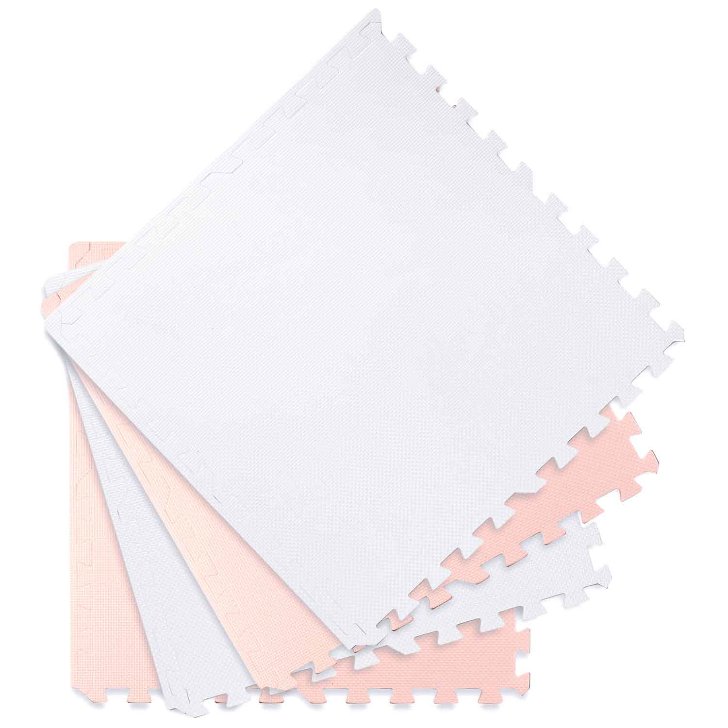 Duża mata piankowa puzzle Ricokids 60x60 cm 4 szt. brzoskwiniowo-biała - Zabawki