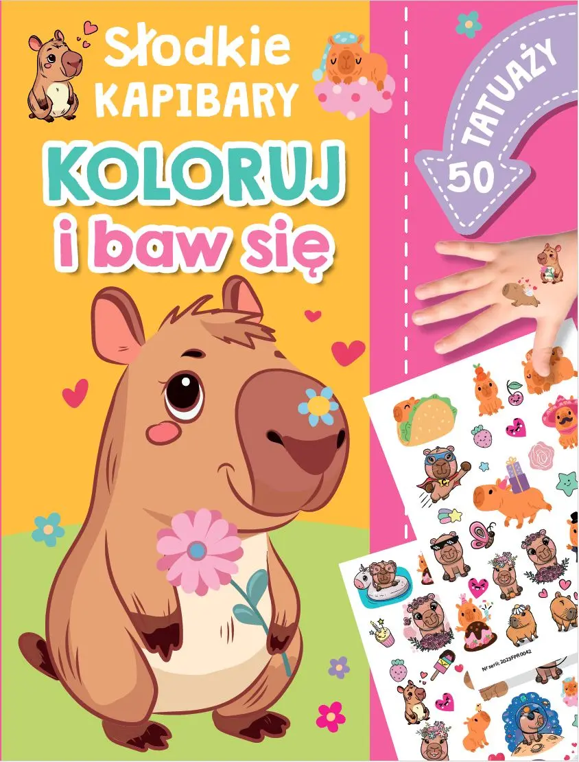 Koloruj i baw się. 50 tatuaży. śliczne kapibary - Książki