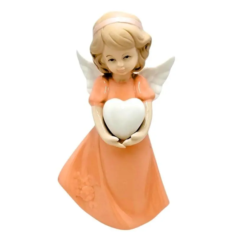 Figurka Aniołek porcelanowy pomarańczowy 14cm - Papiernicze i szkolne