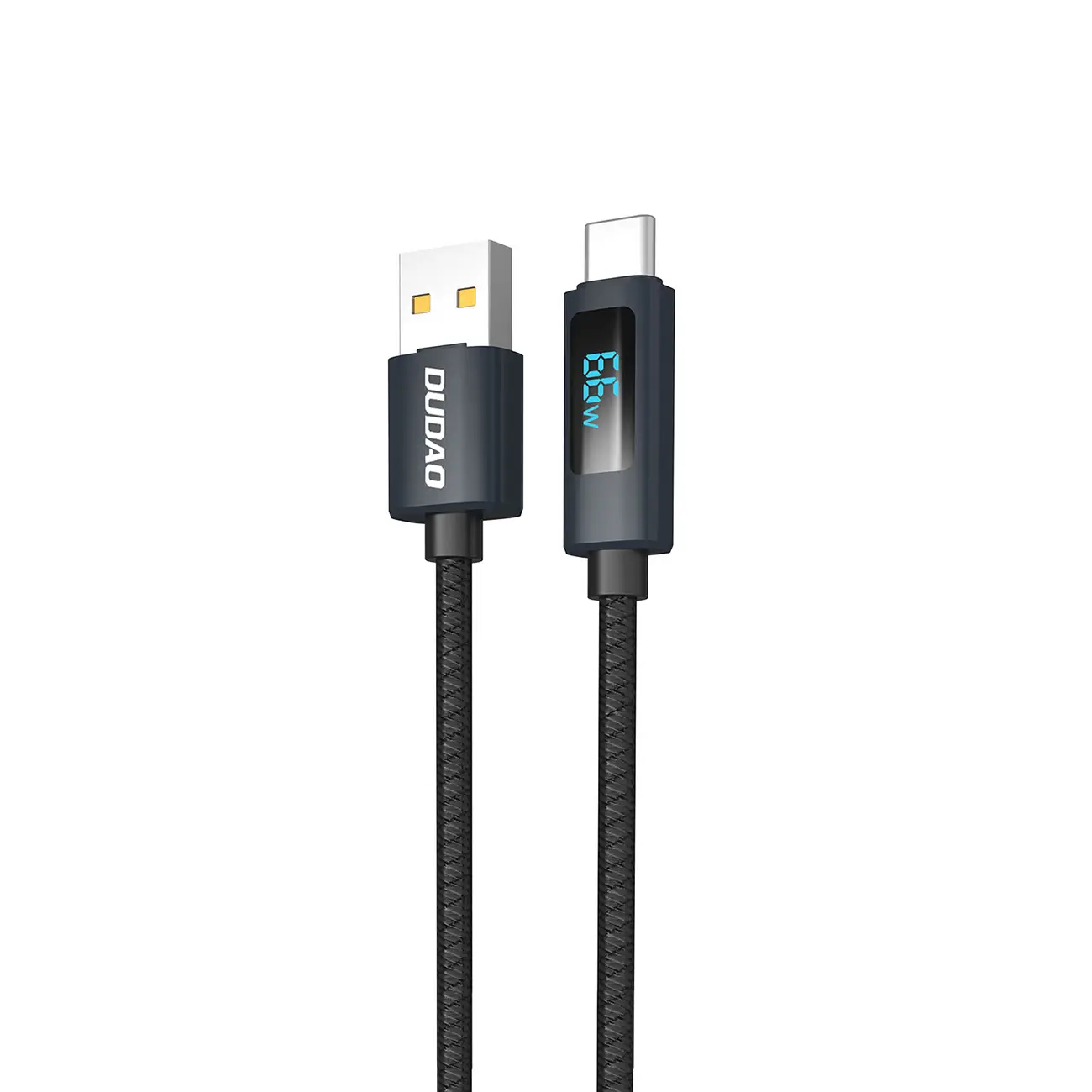Kabel Dudao L7T USB-A - USB-C 66W z wyświetlaczem LED 1m - czarny - Elektronika i akcesoria