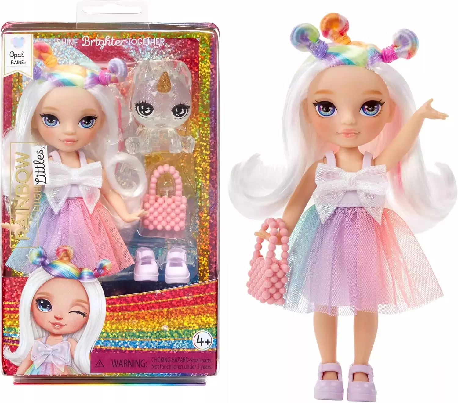 Rainbow High Littles. Opal Raine + zwierzątko jednorożec - Zabawki