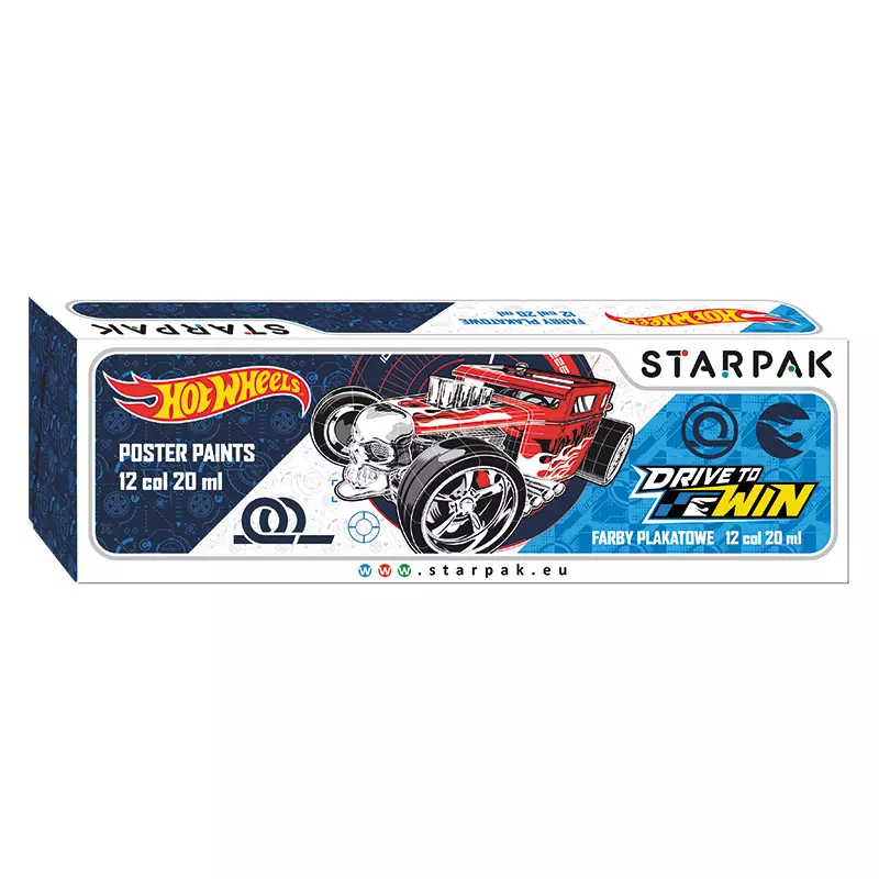 Farby plakatowe 12 kolorów. Hot Wheels - Papiernicze i szkolne