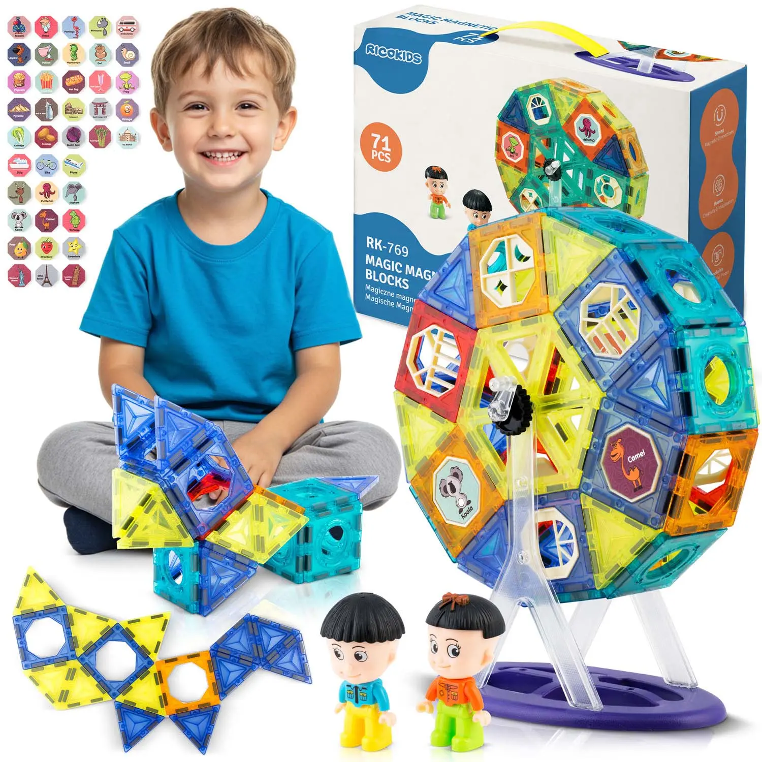 Klocki magnetyczne z karuzela RK-769 Ricokids - Zabawki