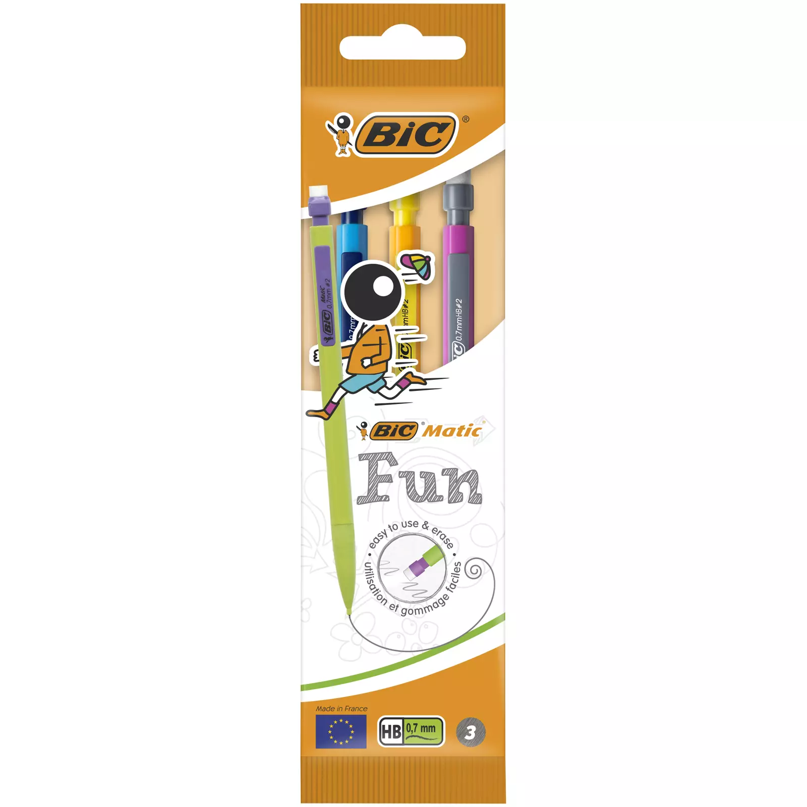 Ołówek z gumką BIC Matic Fun HB Pouch 3szt - Papiernicze i szkolne