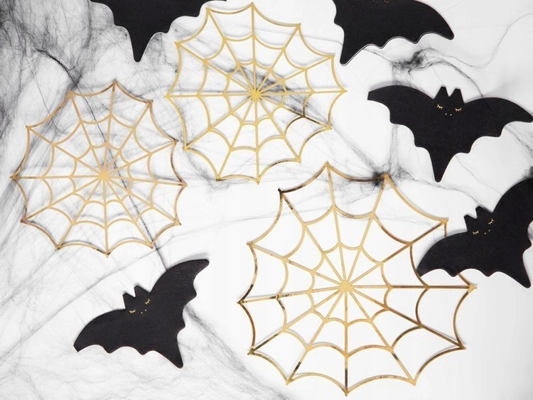 DEKORACJE NA HALLOWEEN ZŁOTE PAJĘCZYNY BŁYSZCZĄCE - Książki