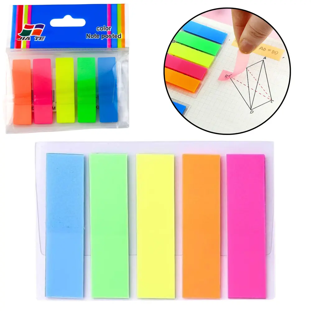 Karteczki Indeksujące Samoprzylepne Prostokątne Kolorowe 45x12mm - Papiernicze i szkolne