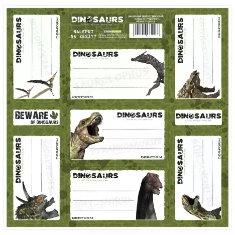 Nalepki na zeszyty. Dinozaur mix - Papiernicze i szkolne