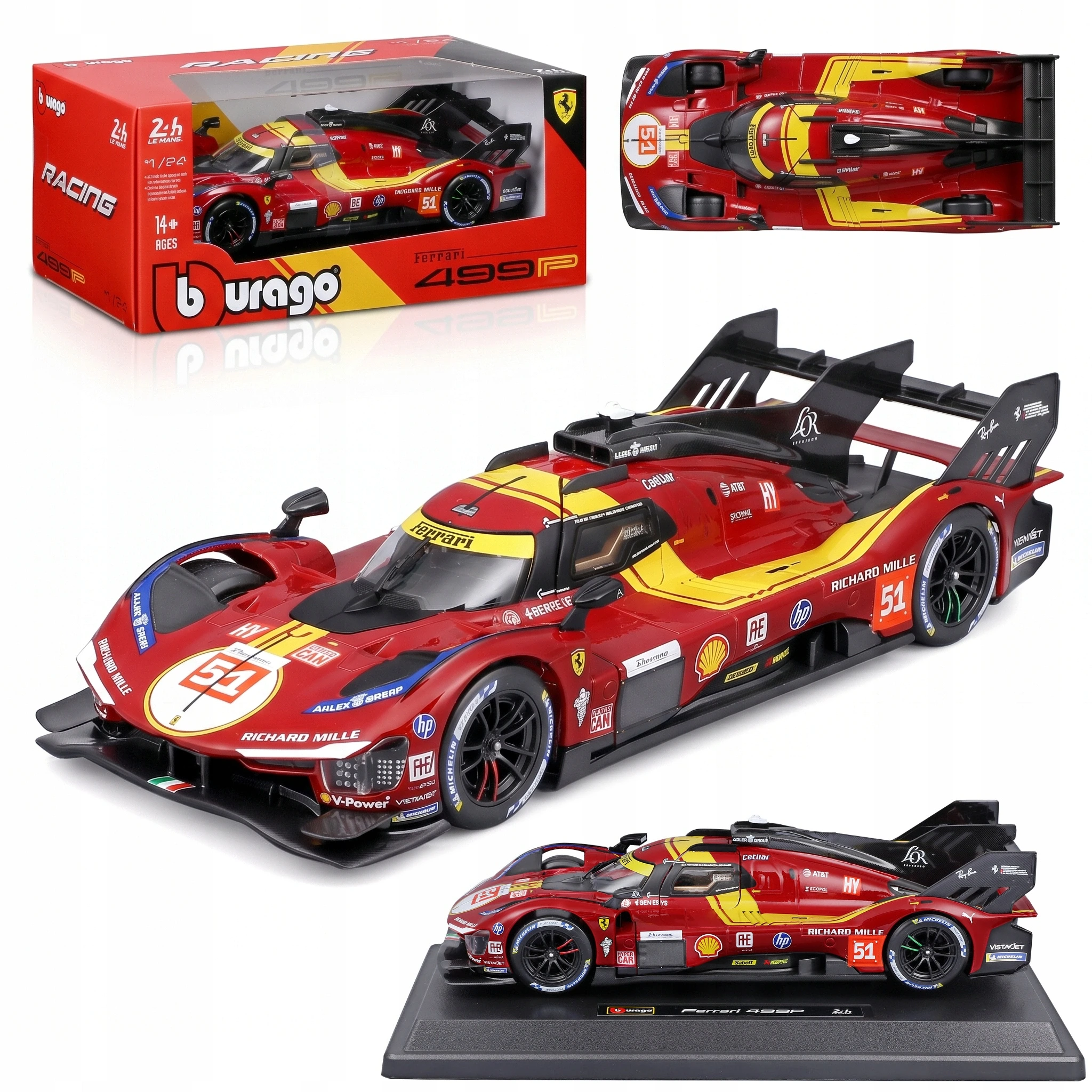 BBURAGO metal, 1:24 FERRARI RACING Le mans czer. - Zabawki