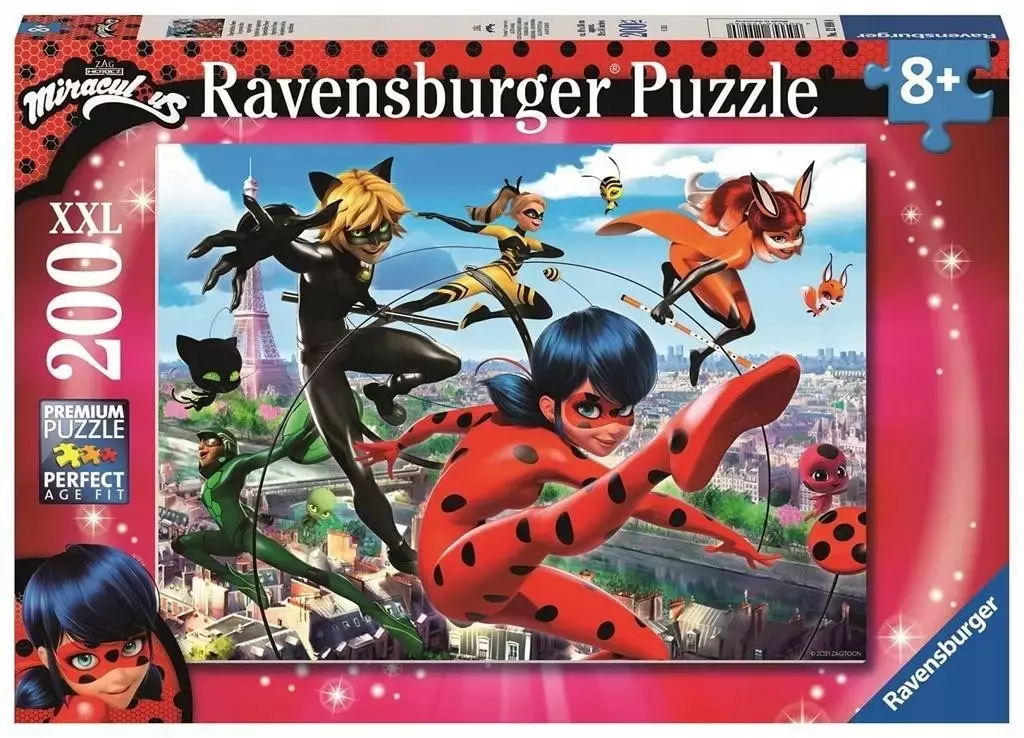 Puzzle XXL 200 elementów. Miraculous. Biedronka i Czarny Kot - Puzzle