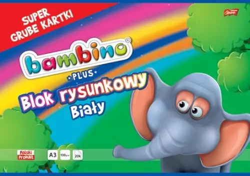 Blok rysunkowy biały,  A3 Bambino - Papiernicze i szkolne