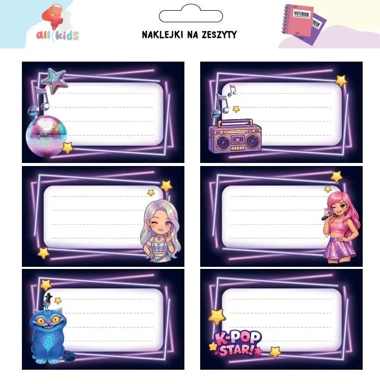 Naklejki na szafkę i zeszyt K-pop Star - Papiernicze i szkolne