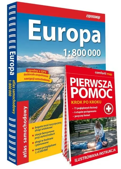 Europa Atlas Samochodowy, 1:800 000 + Pierwsza pomoc 2026/2027 - Książki