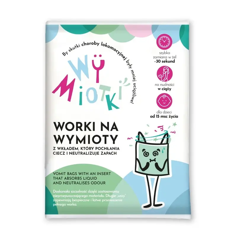 Wymiotki Worki na wymioty z chłonnym wkładem Podróż Auto Pociąg Dom 6 szt. - Mama i dziecko