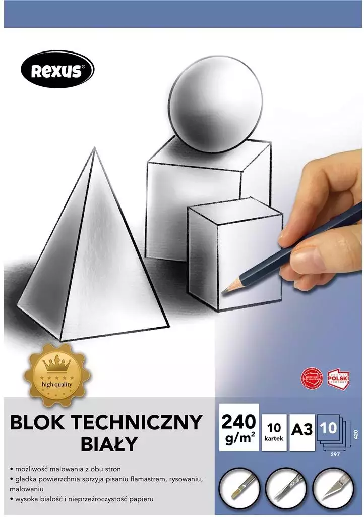Blok techniczny A3/10K biały Premium - Papiernicze i szkolne