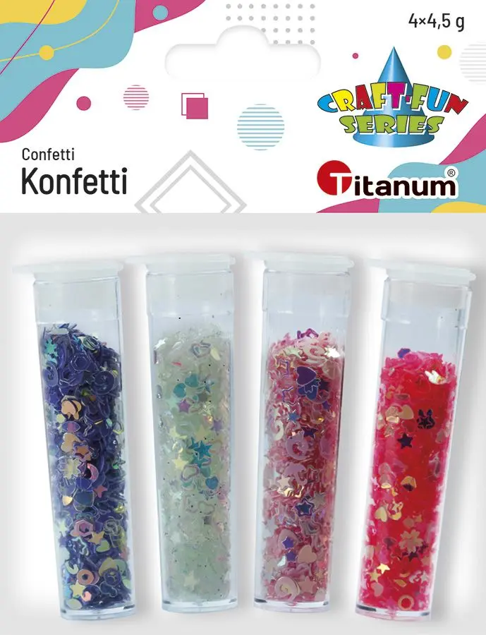 Konfetti Craft-Fun Series 4 kolory w buteleczkach z dozownikiem Titanum (11WC009) - Impreza