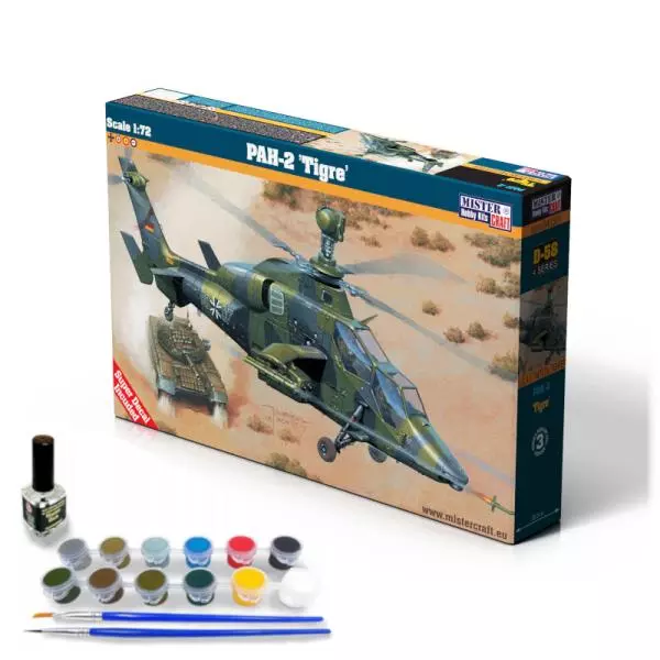Model helikoptera do sklejania PAH-2 Tigre 1:72 + farby, klej - Zabawki