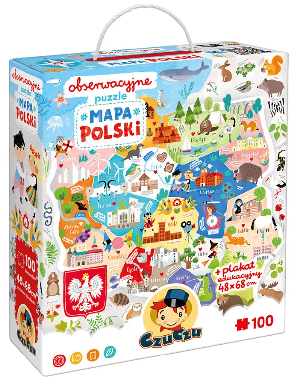 Puzzle obserwacyjne CzuCzu 100 elementów. Mapa Polski - Puzzle