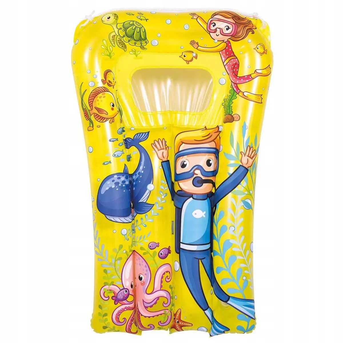 Materac Plażowy z Okienkiem Podwodny Świat 74x48CM 37591 - Żółty - Zabawki