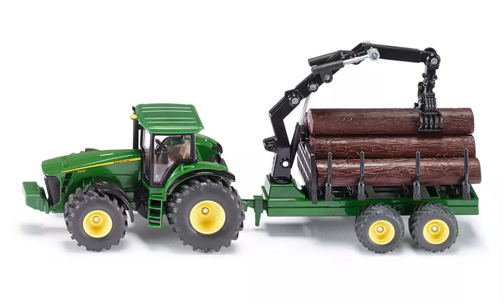 Traktor John Deere z przyczepą leśną, 1:50 - Zabawki