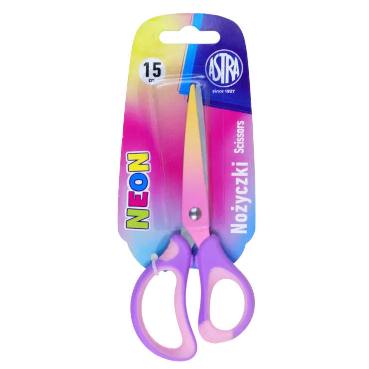 Nożyczki szkolne ergonomiczne Astrakids Neon 15 cm. - Papiernicze i szkolne