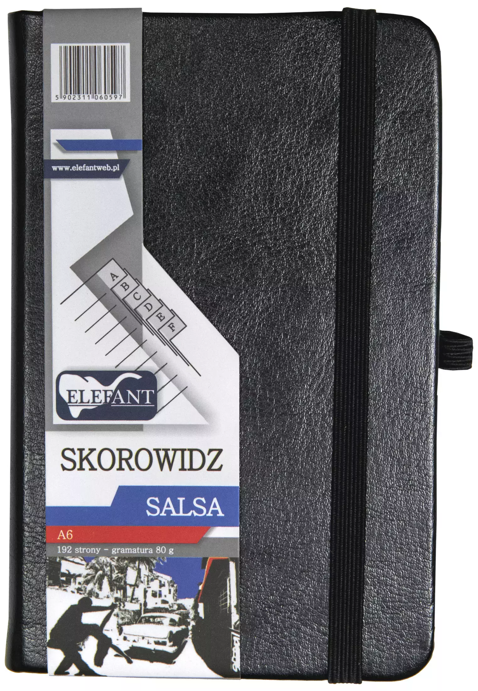 Skorowidz Salsa A6 192 strony w linie, czarny - Papiernicze i szkolne