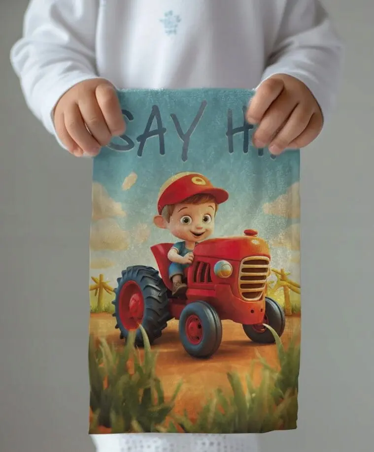Ręcznik 30x50 do przedszkola Traktorek Farma 100% Bawełna - Mama i dziecko