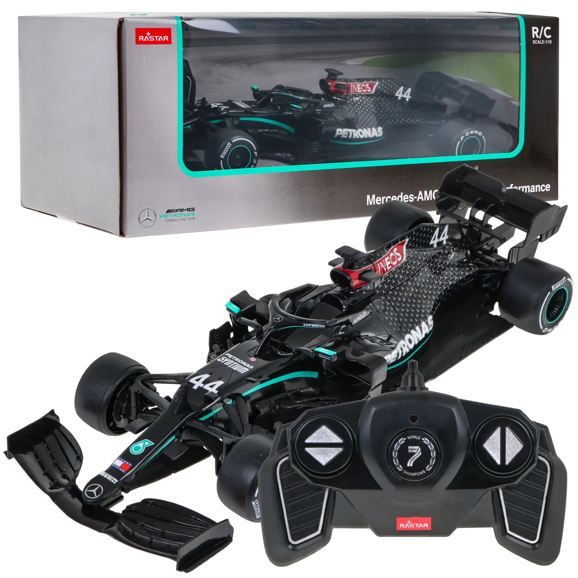 Mercedes-AMG F1 W11 EQ Performance RASTAR model 1:18 Zdalnie sterowany bolid + pilot - Zabawki