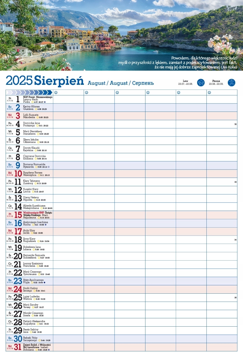 Kalendarz 2025 PLANER ścienny do notatek ORGANIZER - Książki