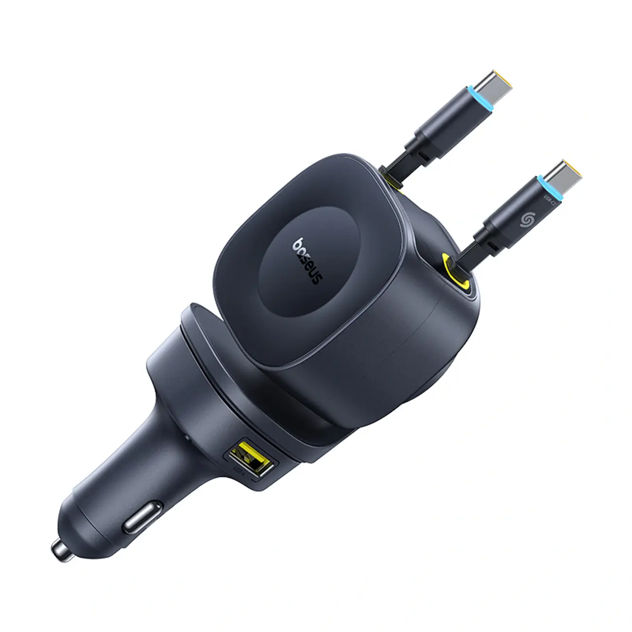 Ładowarka samochodowa Baseus PrimeTrip VR2 Max 60W ze zwijanymi kablami USB-C - czarna - Elektronika i akcesoria