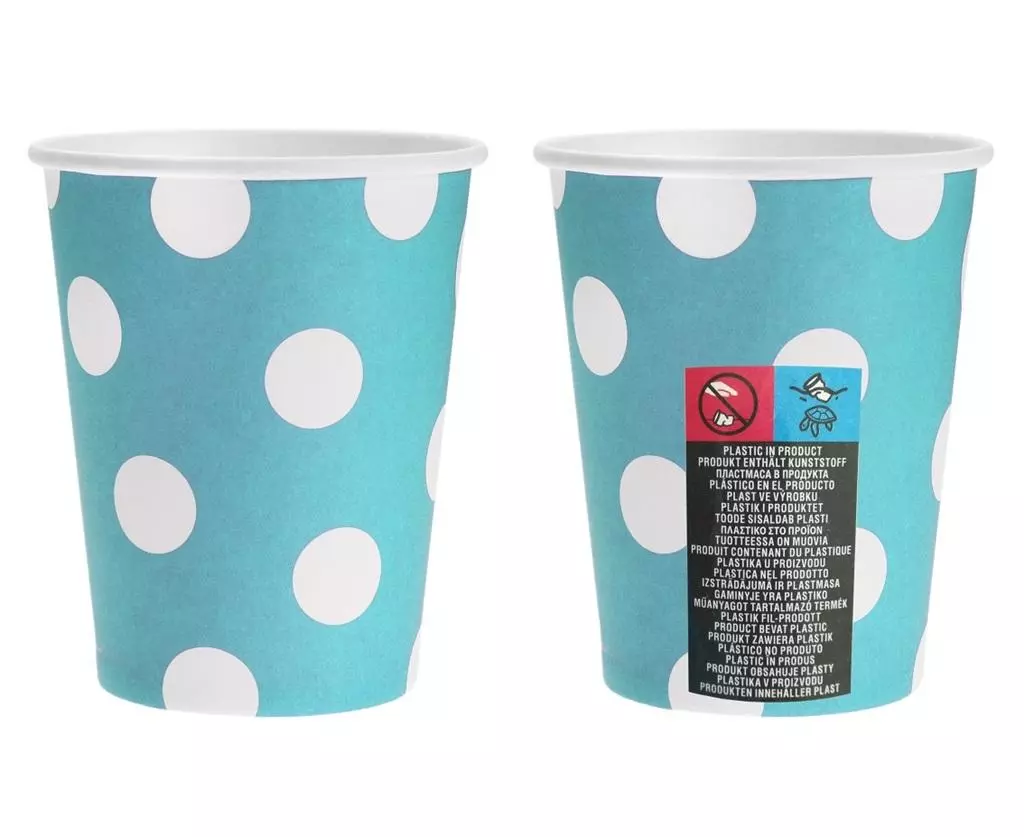 Kubeczki papierowe błękitne groszki 270ml 6szt - Książki