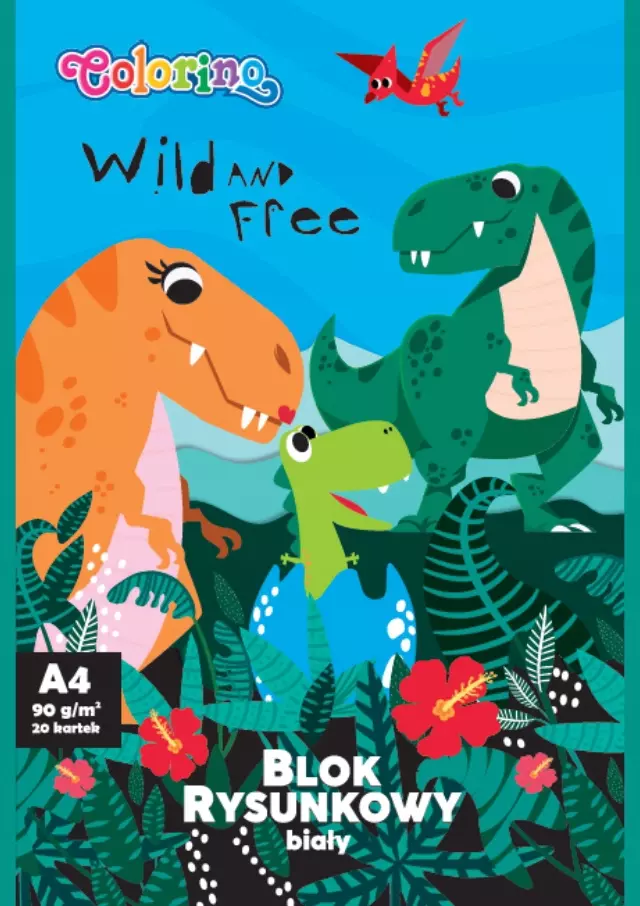 COLORINO BLOK RYSUNKOWY A4/20K BIAŁY DINO 14537 - Papiernicze i szkolne