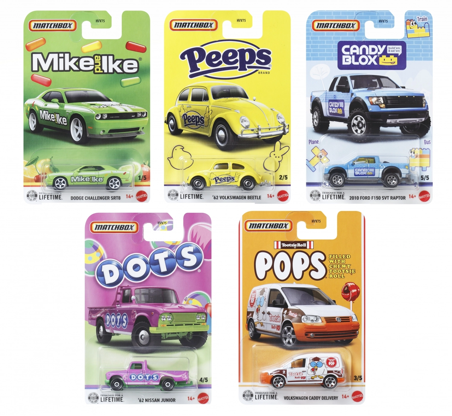 Matchbox Candy Samochodzik Licencja Asortyment Metalowych PojazdÓw W Skali 1 64 z Dekoracjami NawiĄzujĄcymi Do Popularnych Marek SŁodyczy Mix Hvv75 Wb10 - Zabawki