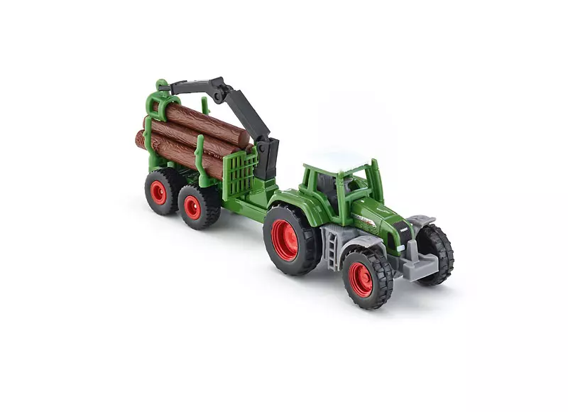 Traktor z leśną przyczepą, zielony - Zabawki