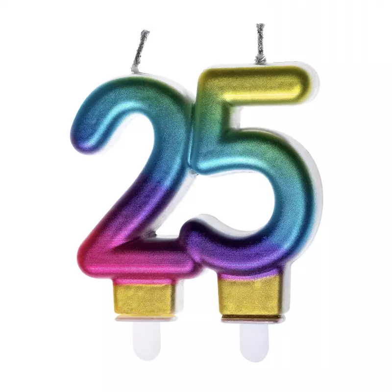 Świeczka urodzinowa metalizowana "25" - Papiernicze i szkolne