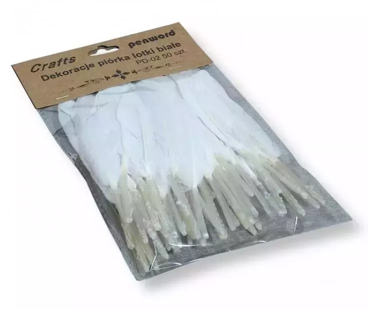 Piórka lotki, białe (50 sztuk) - Papiernicze i szkolne